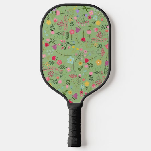 Lente voor Wildbloemen Sage Groen Bloemen Patroon Pickleball Paddle (Achterkant)