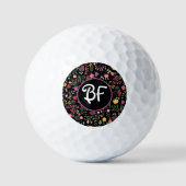 Lente voor Wildbloemen Zwart Bloemen Gepersonalise Golfballen (Voorkant)