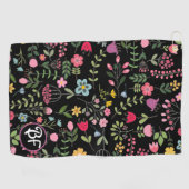 Lente voor Wildbloemen Zwart Bloemen Gepersonalise Golfhanddoek (Horizontaal)