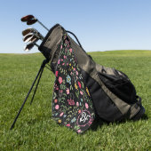 Lente voor Wildbloemen Zwart Bloemen Gepersonalise Golfhanddoek (Groen)