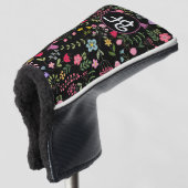 Lente voor Wildbloemen Zwart Bloemen Gepersonalise Golfheadcover (3/4 voorkant)