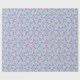lente voorjaarsbloemen op blauwe achtergrond cadeaupapier