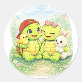 Lente Vrienden Ronde Sticker