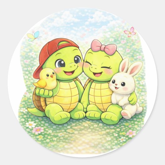 Lente Vrienden Ronde Sticker (Voorkant)