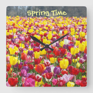Lente wandklokken decoratieve tulp bloemen