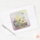 Lente - "Water Can & Signs of Spring" Vierkante Sticker (Envelop)