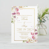 Lente water gekleurde bloemen Spaans Bruiloft Kaart (Staand voorkant)