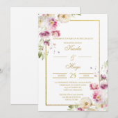 Lente water gekleurde bloemen Spaans Bruiloft Kaart (Voorkant / Achterkant)