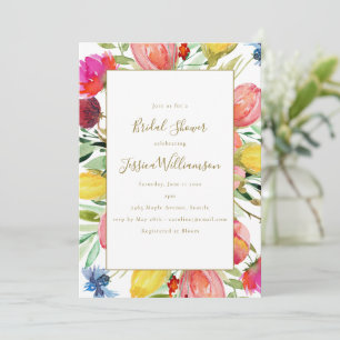 Lente Watercolor Bloemetuin Bruidsmeisjesfeest Kaart