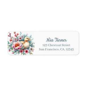 Lente Watercolor Eendje Retouradres Etiket