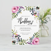 Lente Waterverf Bloem Bruiloft Uitnodiging (Staand voorkant)