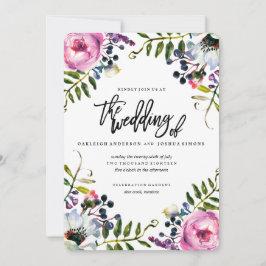 Lente Waterverf Bloem Bruiloft Uitnodiging