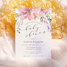 Lente Waterverf Bloemen Baby shower Kaart