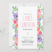 Lente Waterverf Bloemen Dames Kerk Luncheon Kaart (Voorkant)
