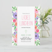 Lente Waterverf Bloemen Dames Kerk Luncheon Kaart (Staand voorkant)