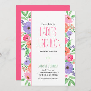 Lente Waterverf Bloemen Dames Kerk Luncheon Kaart