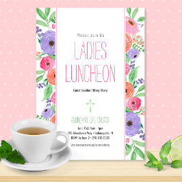 Lente Waterverf Bloemen Dames Kerk Luncheon Kaart