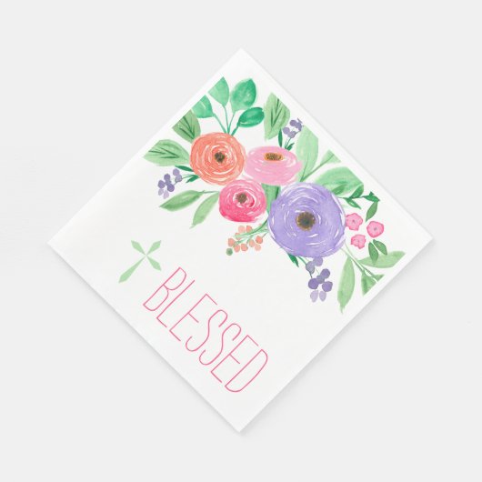 Lente Waterverf Bloemen gezegend Servet (Hoek)