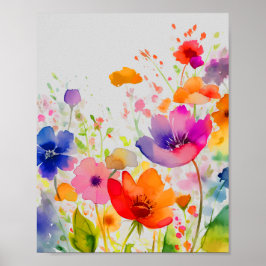 Lente Waterverf bloemen, Natuur liefhebber Poster