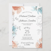 Lente waterverf bloemenpastel elegante bruiloft kaart (Voorkant)