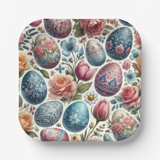 Lente Waterverf Easter Egg Borden Papieren Bordje (Voorkant)