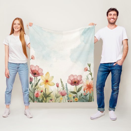 Lente waterverf fleece deken (In situ)