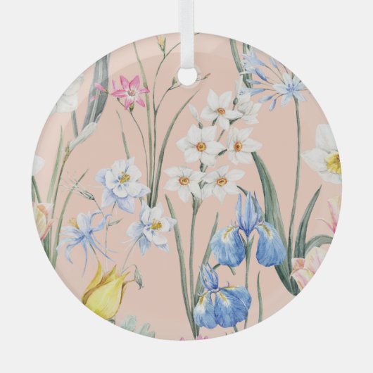 Lente waterverf florals, retro behang. glas ornament (Voorkant)