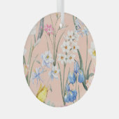 Lente waterverf florals, retro behang. glas ornament (Voorkant Rechts)