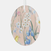 Lente waterverf florals, retro behang. glas ornament (Voorkant links)