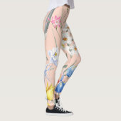 Lente waterverf florals, retro behang. leggings (Rechts)