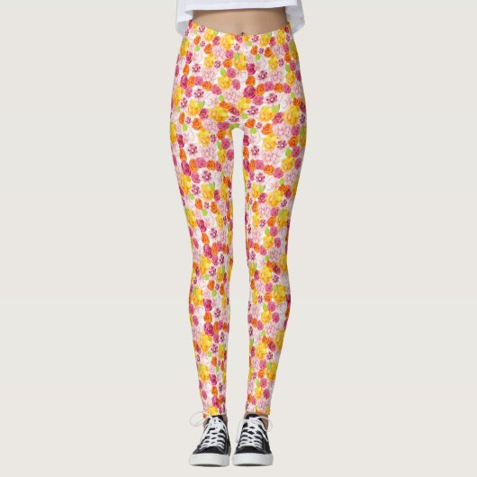 Lente Waterverf Flowers Leggings (Voorkant)