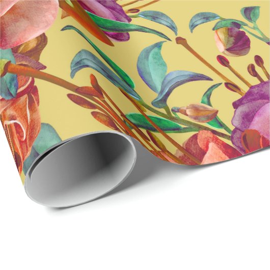  lente Waterverf Fuchsia bloeit Cadeaupapier (Rol Hoek)