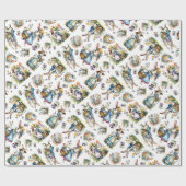 Lente  Waterverf Paashaas Eitjes Bloemen Cadeaupapier (Vlak)