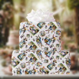 Lente  Waterverf Paashaas Eitjes Bloemen Cadeaupapier