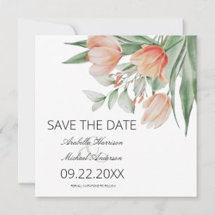 Lente Waterverf Perzik Bloemen Save The Date