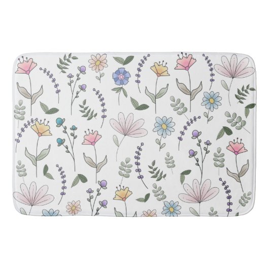 Lente Waterverf Stationaire bloemen Badmat (Voorkant)