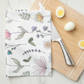 Lente Waterverf Stationaire bloemen Theedoek (Quarter Fold)