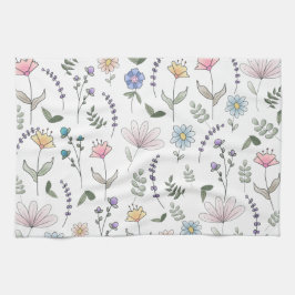 Lente Waterverf Stationaire bloemen Theedoek