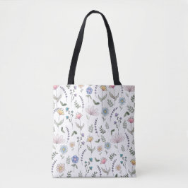 Lente Waterverf Stationaire bloemen Tote Bag