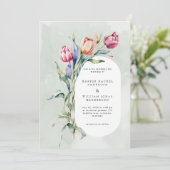 Lente waterverf tulpen bruiloft kaart (Staand voorkant)