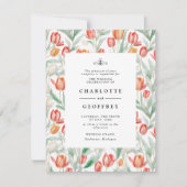 Lente waterverf tulpen bruiloft uitnodiging (Voorkant)