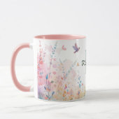 Lente Waterverf Vogels Bloem Monogram Wilde Bloem Mok (Links)