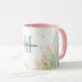 Lente Waterverf Vogels Bloem Monogram Wilde Bloem Mok (Voorkant rechts)