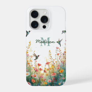 Lente Waterverf Vogels Bloemenkroon Monogram Wilde iPhone 15 Pro Case