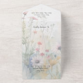 Lente Waterverf Wildbloemen met QR Code All In One Uitnodiging (Buitenkant)