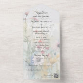 Lente Waterverf Wildbloemen met QR Code All In One Uitnodiging (Binnen)