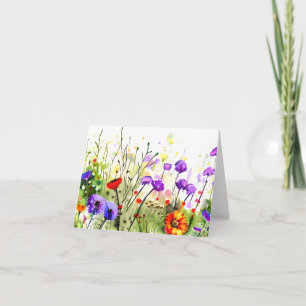 Lente waterverf wilde bloemen aanpasbaar kaart