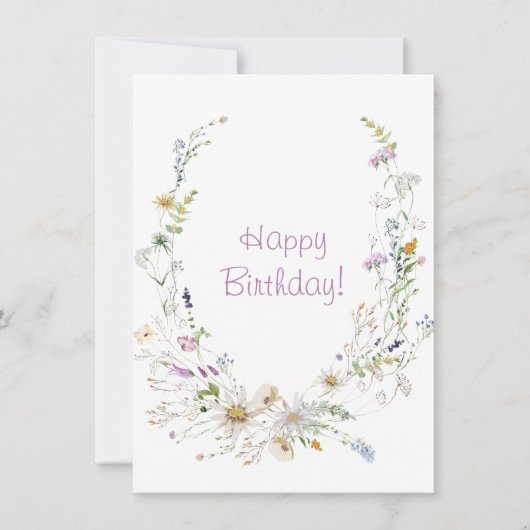 Lente waterverf wilde bloemen gefeliciteerd met je (Voorkant)