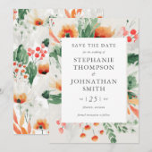 Lente Waterverf Wildflower Bruiloft Save the Date Kaart (Voorkant / Achterkant)