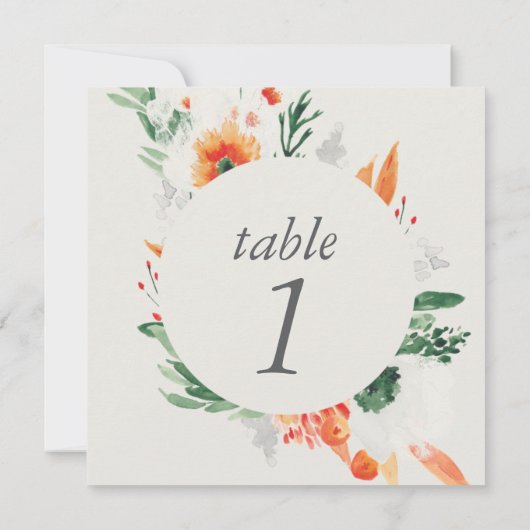 Lente Waterverf Wildflower Bruiloft Tafelnummer (Achterkant)